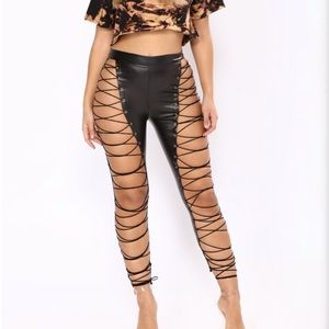 Black Lace Up Pants